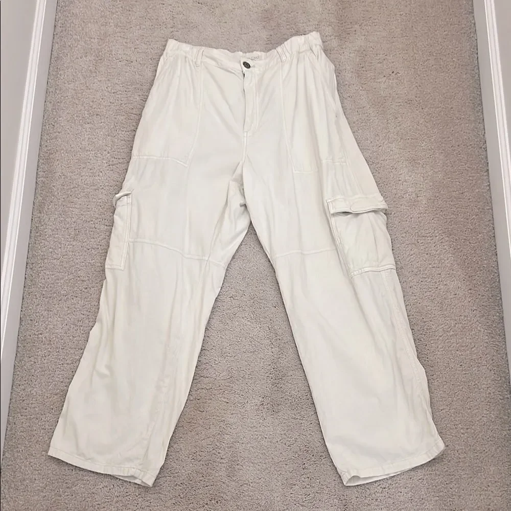 Pilcro Wide-Leg Cargo Pants in Off-White/Cream